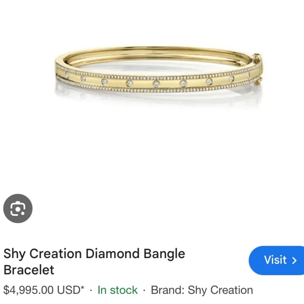 shy creation bangle 14k gold diamonds bracelet - Picture 2 of 7